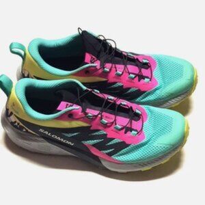 Salomon Womens Size 11.5 Sense Ride 5 Martina LTD Green Pink Train Running Shoes